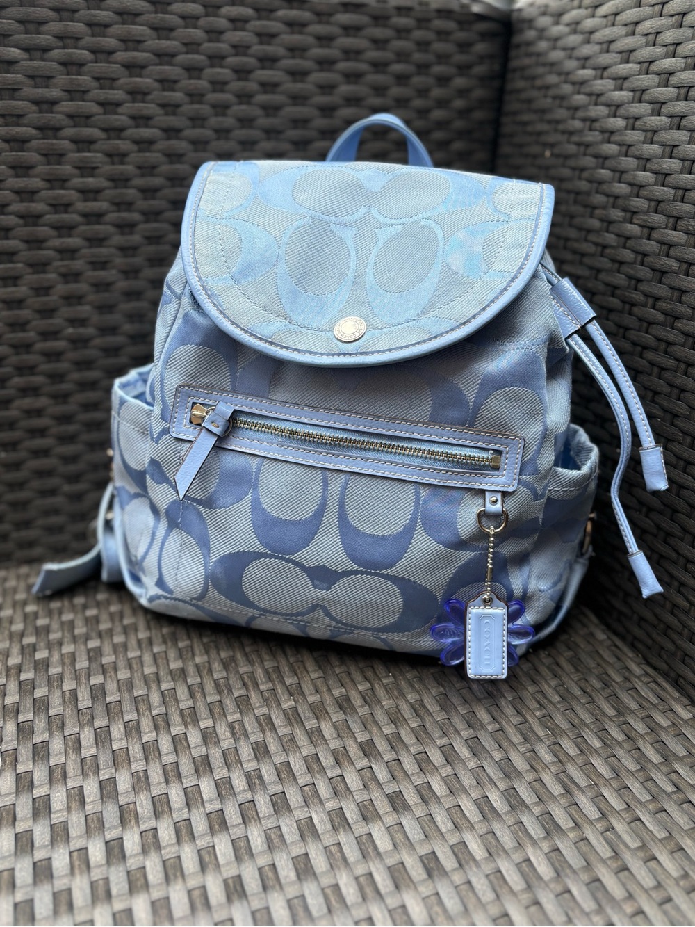 Coach Kyra Daisy Signature C Monogram Backpack Periwinkle With Matching Wristlet - Picture 3 of 15